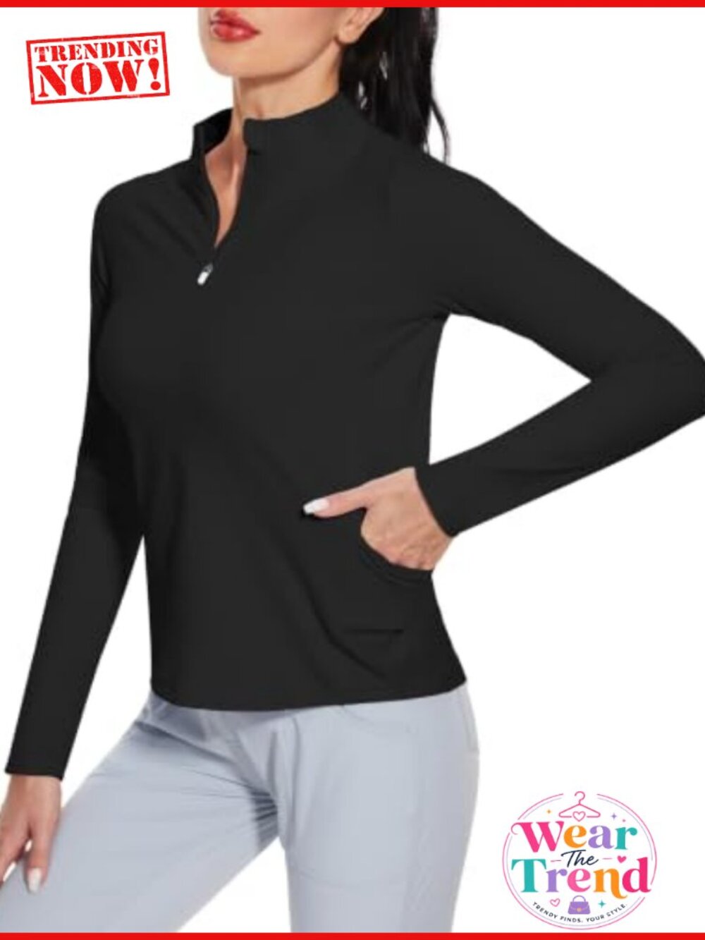 Womens Golf Polo Shirt Long Sleeve Quarter Zip Athletic Pullover Wicking